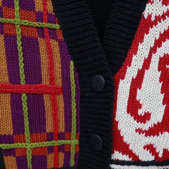 Rebecca Stone Patchwork Cardigan Womens L Black Boho Art To Wear Grandma Quirky - Picture 6 of 16